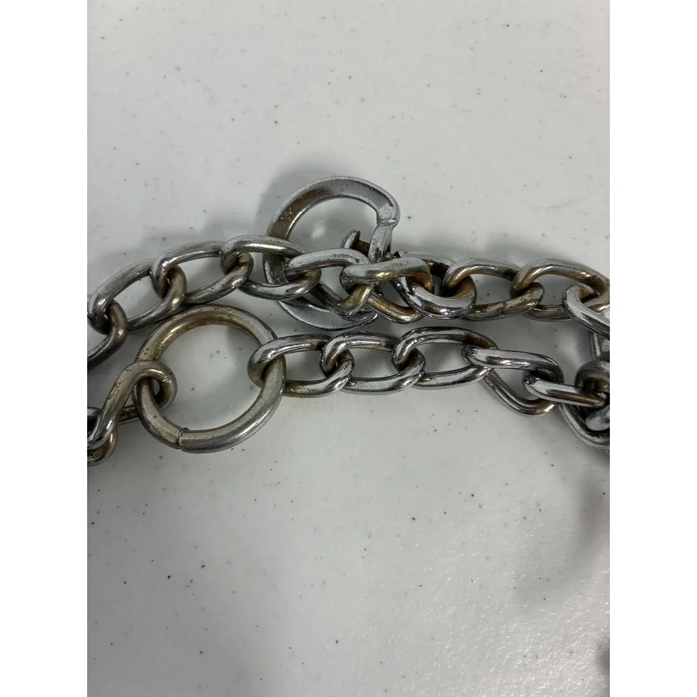 Silver Metal Prong Dog Training Collar Chrome Plated Steel Pinch Link Adjustable